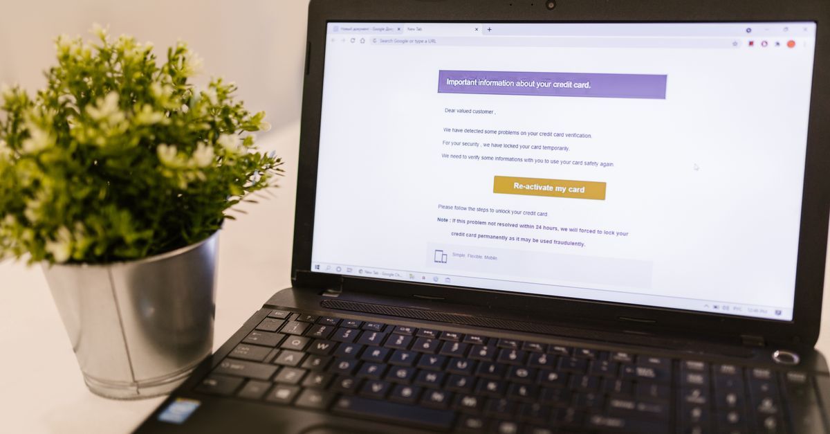 An online banking account page open on a laptop
